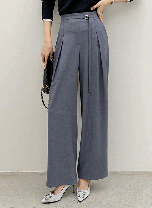 Dリングベルト付き タックワイドスラックス pt44812