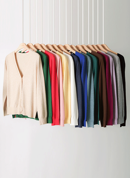 【15色展開】 ビスコースニットⅤネックカーディガン cd23651