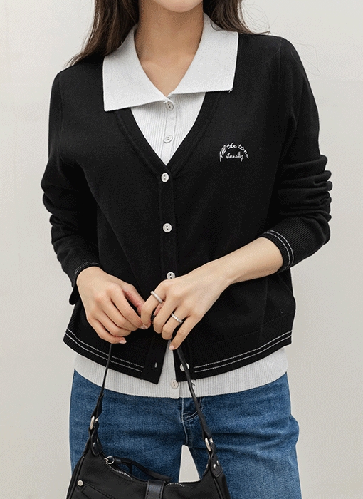 レイヤード風 配色カラーニットカーディガン cd45077