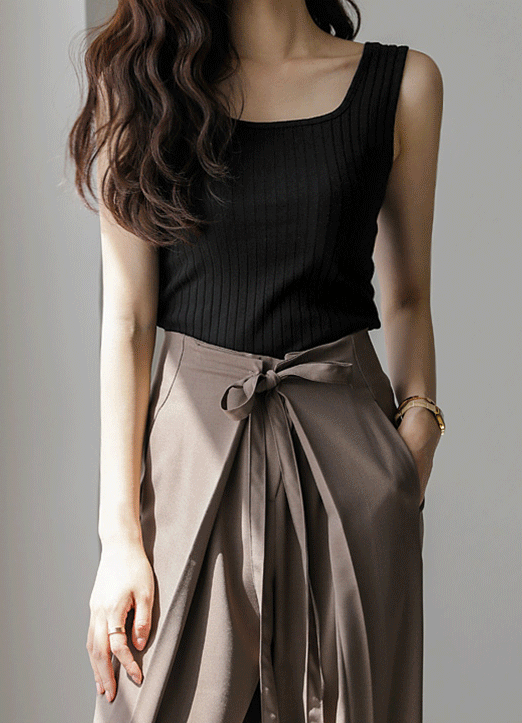 スクエアネック リブニットタンクトップ sl15405