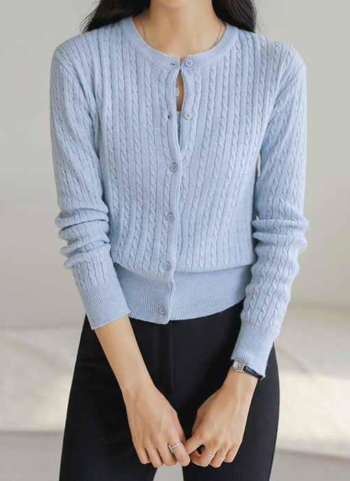 【10色展開】[THE ONME] ウールカシミアブレンドケーブルニットカーディガン cd39399