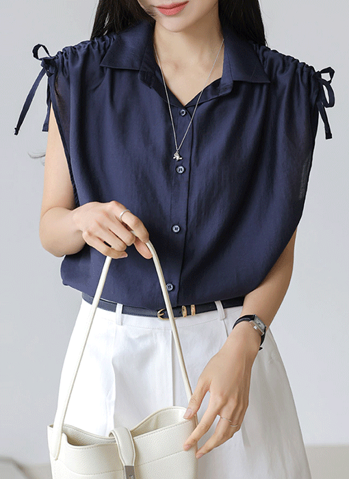 [THE ONME] ショルダーシャーリングシャツブラウス bl40809