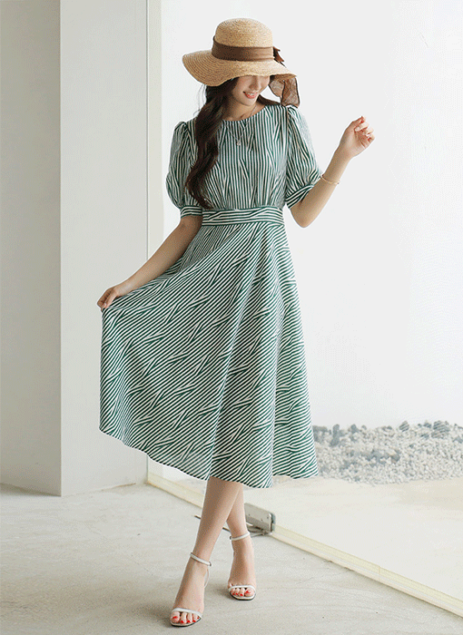 [LouisAngel] ゼブラ柄ハイウエストフレアワンピース op41151