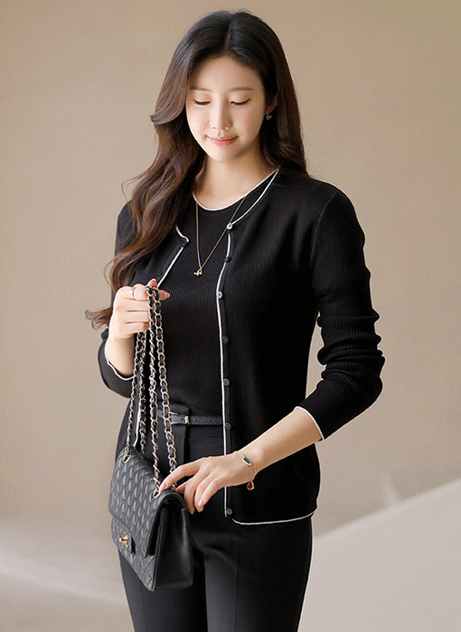 バイカラーリブニットカーディガン cd41776