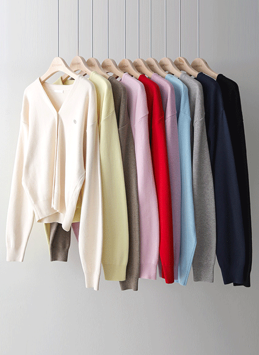 【10色展開】ペンダント付きVネックニットカーディガン cd45003