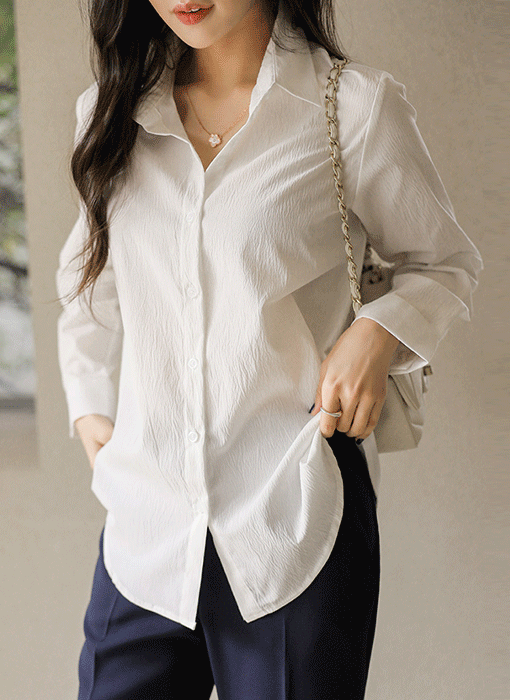 【企画特価】リンクル ストレッチ ベーシックブラウス bl45143