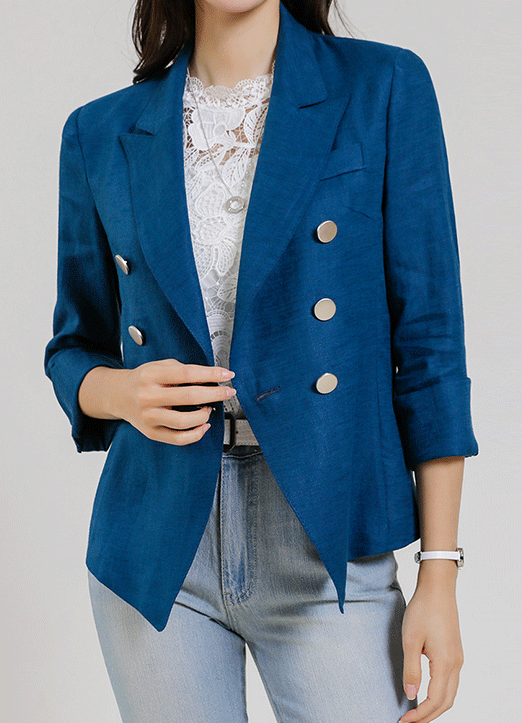ソフトリネン ダブルボタン テーラードジャケット jk17118