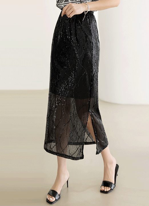 サイドスリットスパンコールスカート sk24799