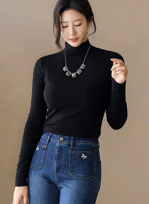 【5色展開】ベーシックハイネックＴシャツ ts42331