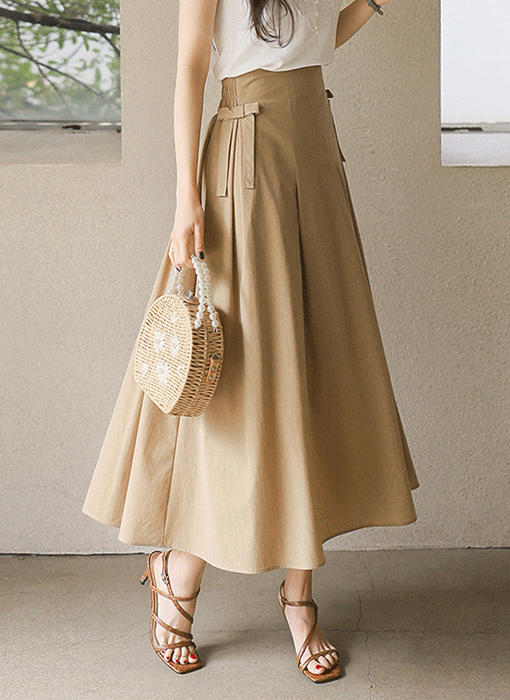 サイドリボン ロングフレアスカート sk45260