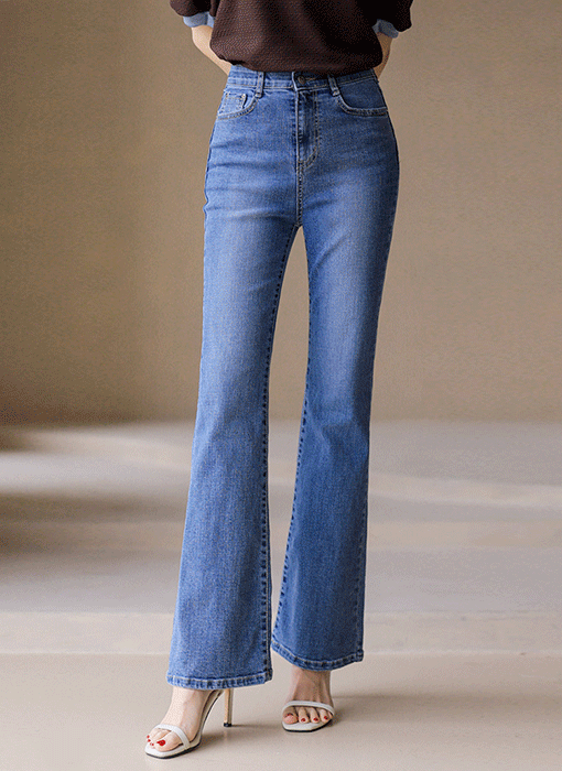 ウエストゴム デニム スリム フレアパンツ pt45347