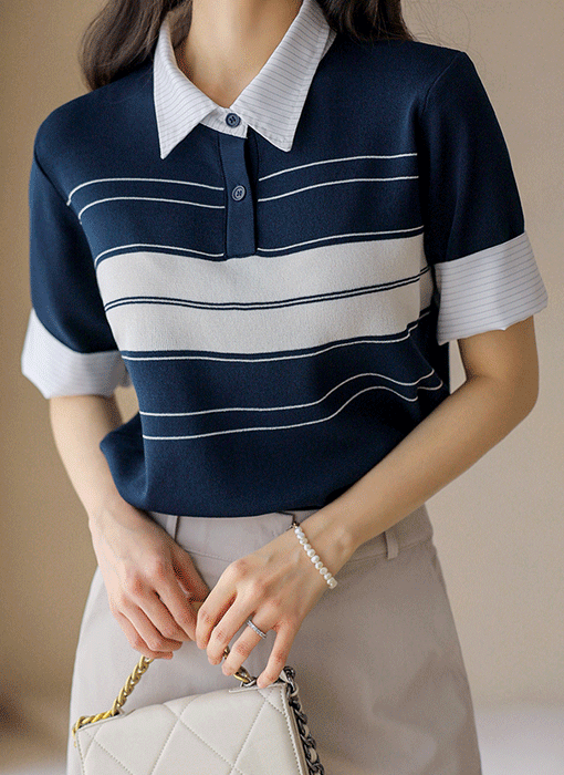 シャツドッキング マルチボーダーニット nt45356