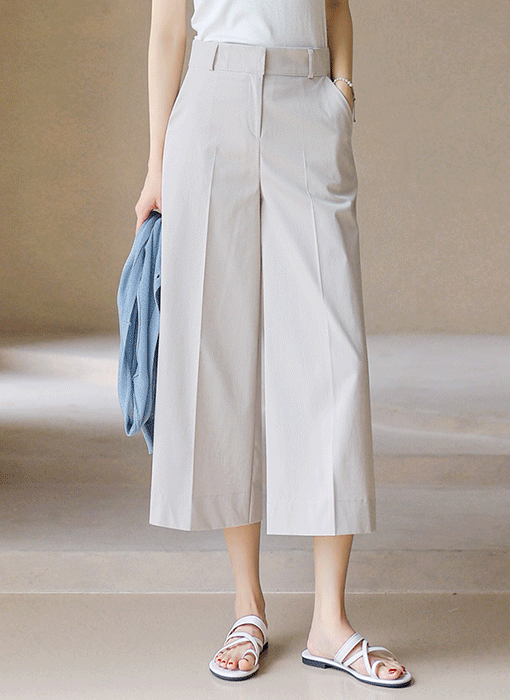 ウエストゴム クロップド ワイドスラックスパンツ pt45359