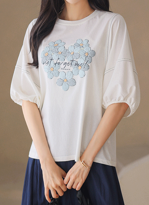 フラワープリント バルーンスリーブＴシャツ ts46112