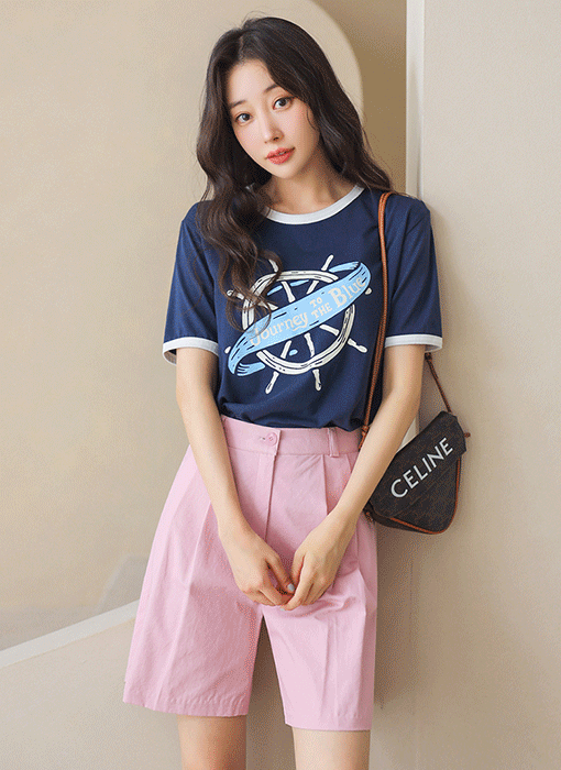[THE ONME] マリンプリントＴシャツ ts46195
