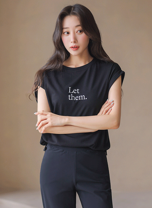 [THE ONME] レタリング キャップスリーブＴシャツ ts46655