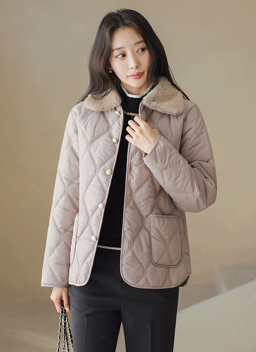 디에즈 다이아 퀄팅 퍼 안감 경량 패딩 점퍼